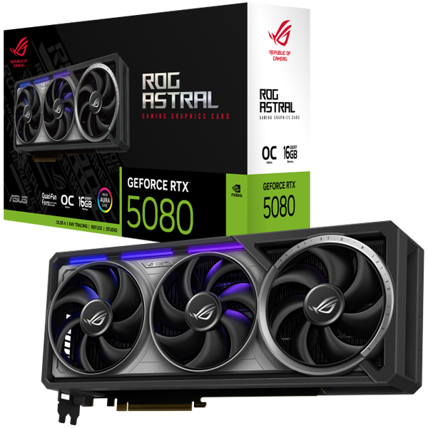 ASUS ROG Astral GeForce RTX 5080 OC Edition 16GB GDDR7 (ROG-ASTRAL-RTX5080-O16G-GAMING) Grafička kartica, PCIe 5.0, 2xHDMI 2.1b, 3xDisplayPort 2.1b - 90YV0LV0-M0NA00-A