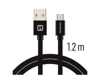 SWISSTEN kabel USB/microUSB, platneni, 3A, 1.2m, crni - 03080035