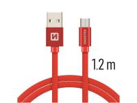 SWISSTEN kabel USB/microUSB, platneni, 3A, 1.2m, crveni - 03080036