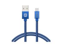 SWISSTEN kabel USB/USB-C, platneni, 3A, 2m, plavi - 03080057