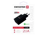 SWISSTEN punjač za AC220, 2xUSB, 2.1A, SMART IC, crni - 03100009
