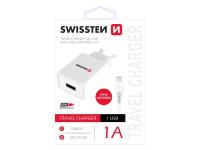 SWISSTEN punjač za AC220, 1xUSB, 1A, bijeli + LIGHTNING kabel - 03100004