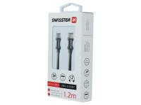 SWISSTEN kabel USB-C/USB-C, platneni, 3A, 1.2m, crni - 03080069
