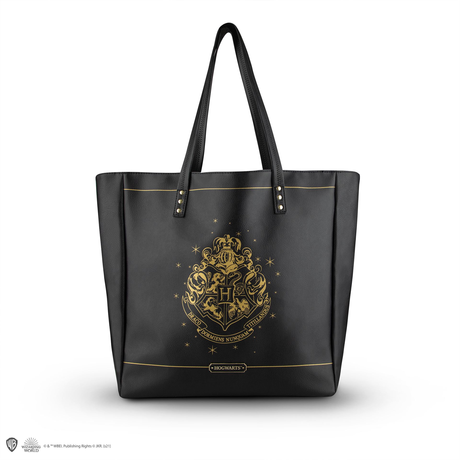 CINEREPLICAS: HARRY POTTER - SHOPPING BAG - HOGWARTS - BLACK PU LEATHER