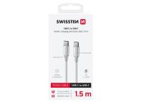 SWISSTEN kabel USB-C/USB-C TEXTILE II, 3A, 60W, 480 Mb/s, 1,5m bijelo-srebrni - 03080123