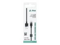iPEAX KABEL TEXTILE USB-A/USB-C 1M, 60W, 3A, USB 2.0 crni - 03090064