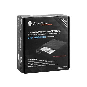 SilverStone TS06, 2,5 Zoll in Slim ODD Slot/External ODD Case - black SST-TS06B