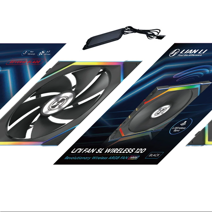 Lian Li UNI FAN SL Wireless ARGB PWM Lüfter - Reverse Blade, 120 mm, black-12RSL1W1B