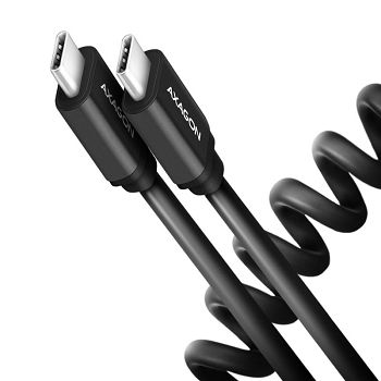 AXAGON BUCM-CM10TB Twister-Kabel, USB-C auf USB-C 2.0, black - 0,6m BUCM-CM10TB