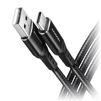 AXAGON BUCM-AM10AB USB-C zu USB-A Kabel, 1m, USB 2.0, 3A, geflochten - black BUCM-AM10AB