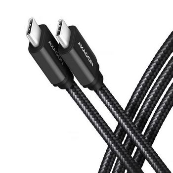 AXAGON BUCM-CM15AB USB-C zu USB-C 2.0 Kabel, 1,5m, PD 60W, 3A, geflochten - black BUCM-CM15AB