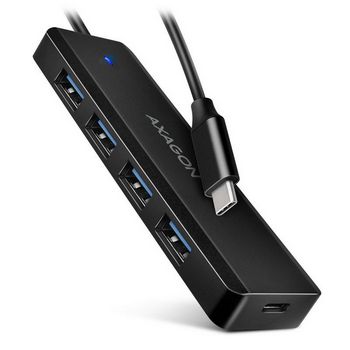 AXAGON HUE-C1C Superspeed USB-C Travel Hub, 4x USB 3.0 - 20cm, black HUE-C1C
