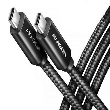 AXAGON BUCM4X-CM10AB USB-C zu USB-C Kabel, USB4 Gen 3×2, 1 m, PD 240W, 8K HD, ALU, geflochten - black-BUCM4X-CM10AB