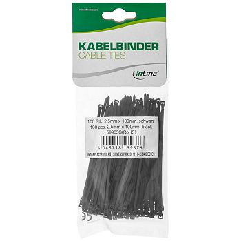 InLine Kabelbinderset 100 Stück - black 59963G