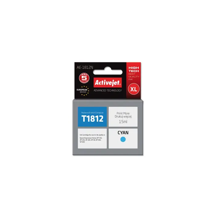 Activejet AE-1812N ink (replacement for Epson 18XL T1812; Supreme; 15 ml; cyan)