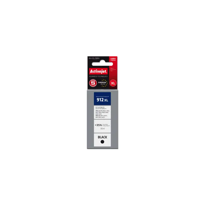 Activejet AH-912BRX Ink Cartridge (replacement for HP 912XL 3YL84AE; Premium; 1100 pages; 30 ml, black)