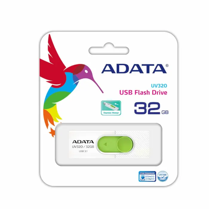 ADATA UV320, 32GB, USB3.2 bijelo-zeleni
