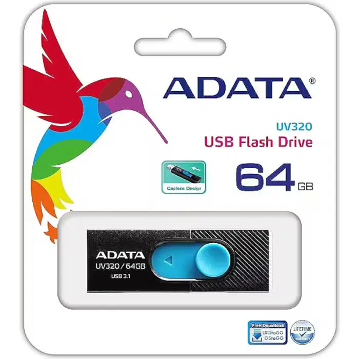 ADATA UV320, 64GB, USB3.2 crno-plavi