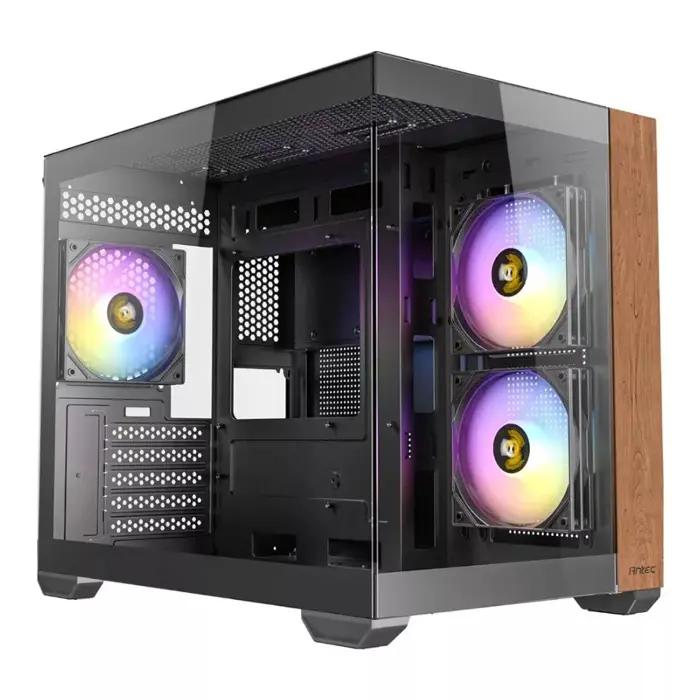 Antec CX600M Wood PC Gehäuse, Mini-Tower, Micro-ATX, Tempered Glass - black, Holz-0-761345-10138-7
