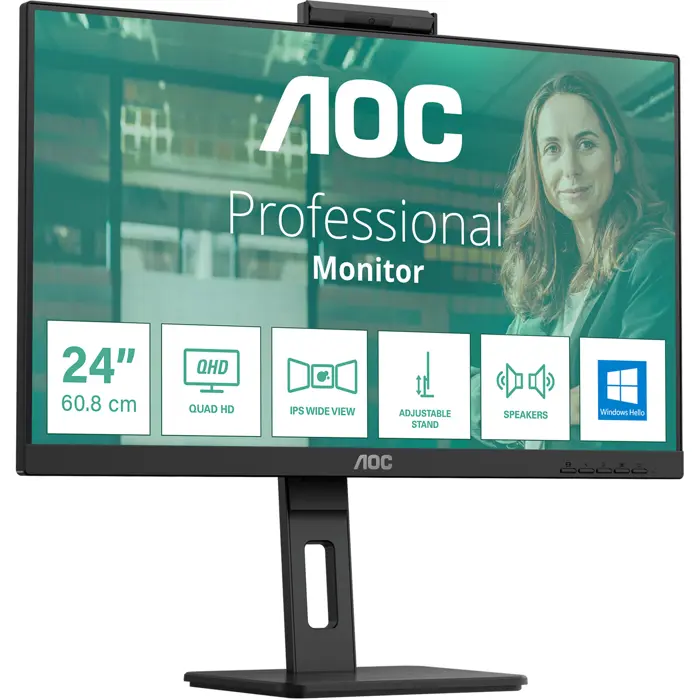 AOC 24P3CW (60.5 cm (23.8 inches), black, FullHD, IPS, LS, webcam, microphone, 100Hz panel)