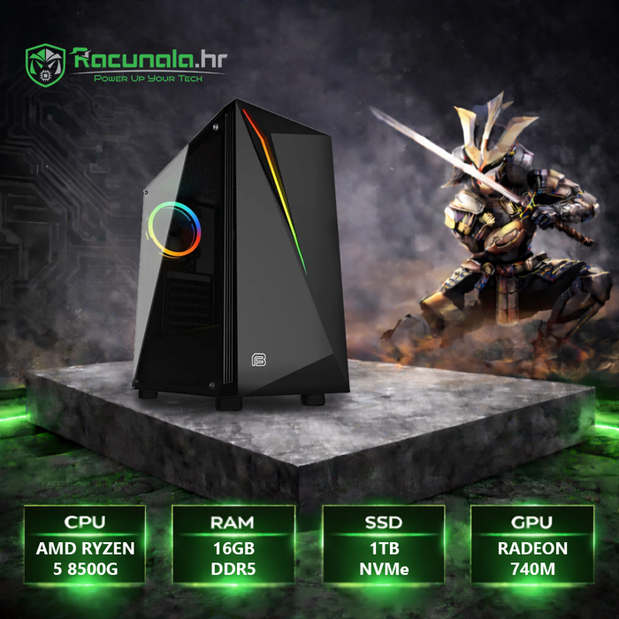 BaB ASHIGARU X Gamer – Ryzen 5 8500G / 16GB DDR5 / 1TB NVMe SSD / Radeon 740M / WiFi / Windows 11 Pro