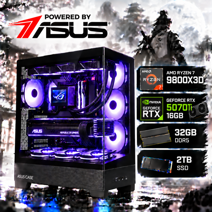 BaB računalo Inferno X (Ryzen 7 9800X3D, Liquid, RTX 5070Ti, 32GB DDR5, 2TB SSD, RGB, Win11P) Powered By ASUS