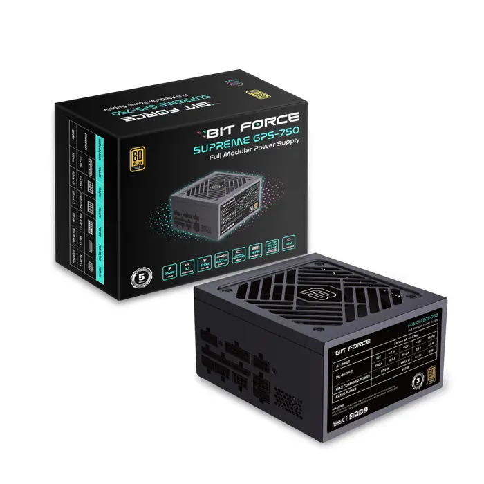 BIT FORCE napajanje 750W 80PLUS GOLD SUPREME GPS-750 modularno ATX 3.1 PCI-E 5.1 FDB
