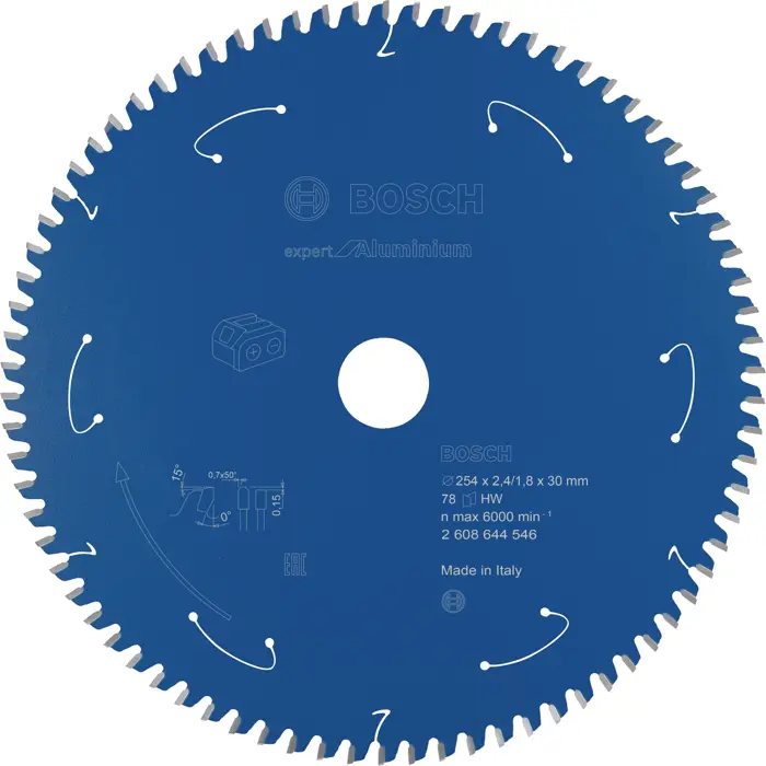 Bosch circular saw blade Expert for aluminum, 254mm, 78Z (bore 30mm, for cordless table saws)