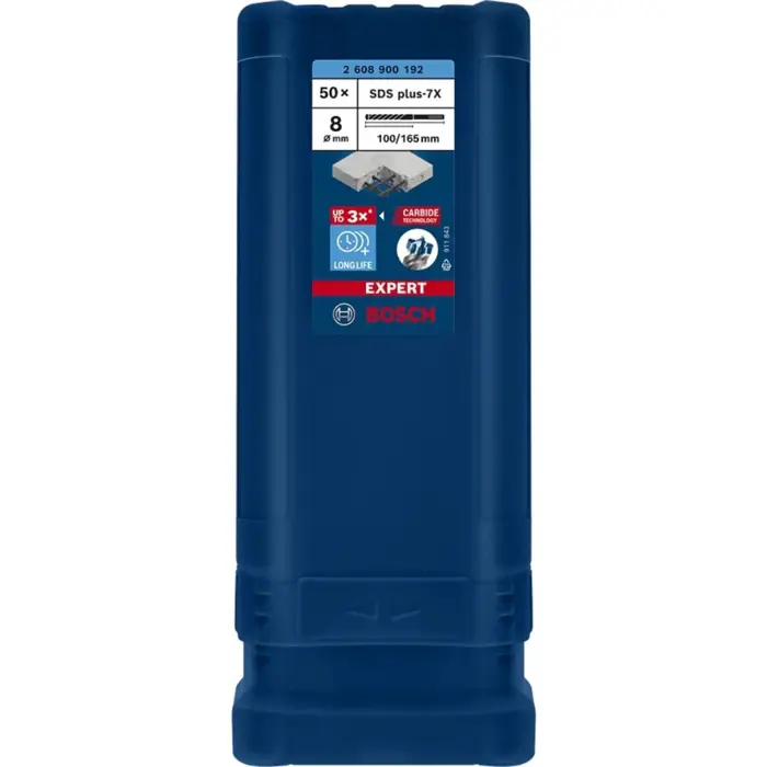 Bosch Expert hammer drill bit SDS-plus-7X, 8mm, 50 pieces (working length 100mm)