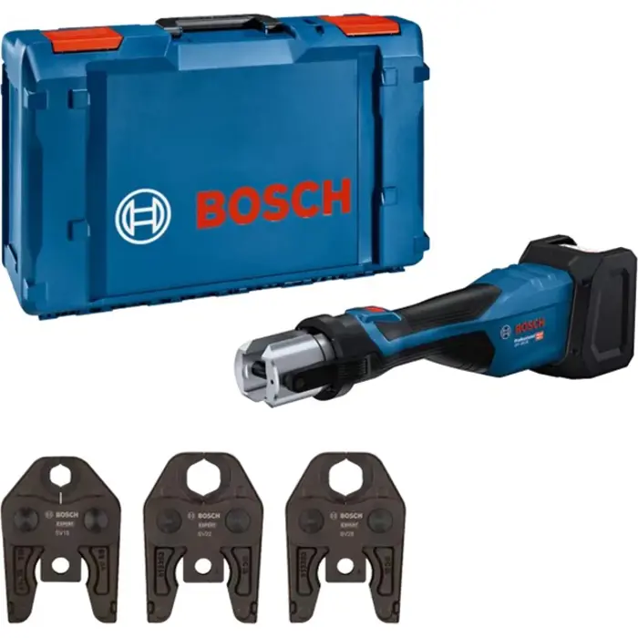 Bosch Powertools cordless pressing tool GPT 18V-32 Professional solo, 18Volt, Kit SV (blue, without battery and charger, 3 standard SV pressing jaws, in L-BOXX)