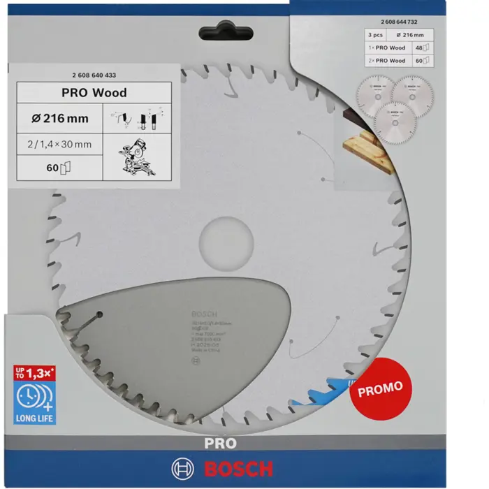 Bosch Powertools PRO Wood circular saw blade 216 mm (3 pieces, promo pack)