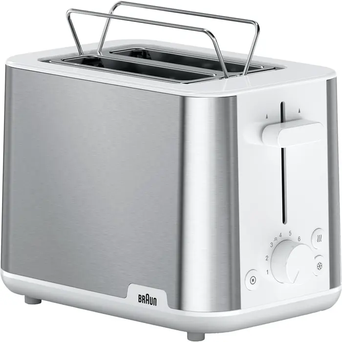 Braun Toaster PurShine HT 1510 WH (stainless steel/white, 900 watts, for 2 slices of toast)
