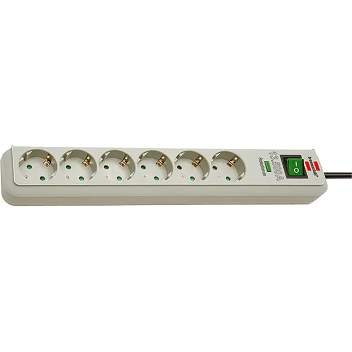Brennenstuhl Eco-Line socket strip 6-way (light grey, 1.5 meters, 13,500A overvoltage protection)