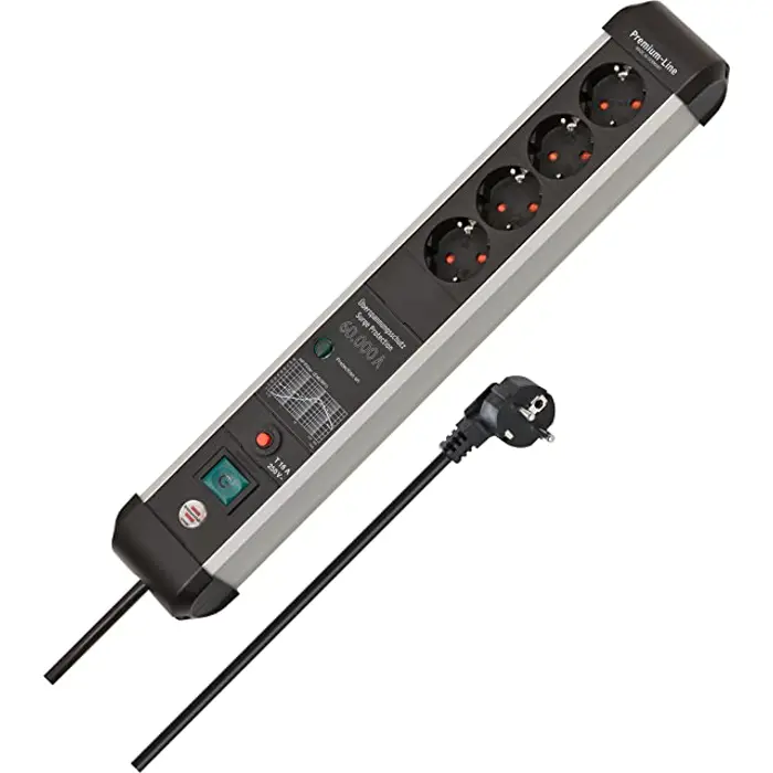 Brennenstuhl Premium Protect Line 4-way, power strip (black/silver, 60,000 A surge protection, 3 meters)