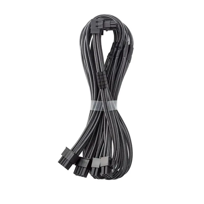 CableMod C-Series Pro Anschlusskabel - Variante B, 90°, 16-Pin zu 4x 8-Pin PCIe, carbon-CM-PCSR-16P4-RBN60KC-5PK-R-SS