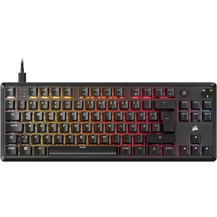Corsair K70 Core TKL Gaming Tastatur, RGB - black, Corsair MLX Red V2 Switches-CH-911911E-DE