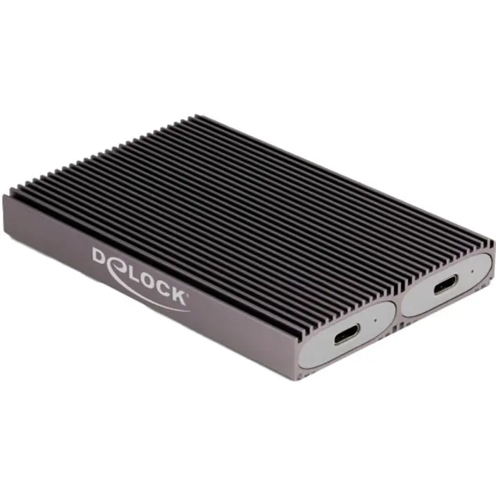 DeLOCK External USB Type-C Dual Combo Enclosure for 2 x M.2 N, Drive Enclosure grey