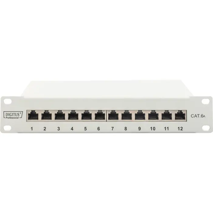Digitus 10" patch panel DN-91612S-EA-G, 12-port, Cat.6a (gray, 1U, rack mount, shielded)