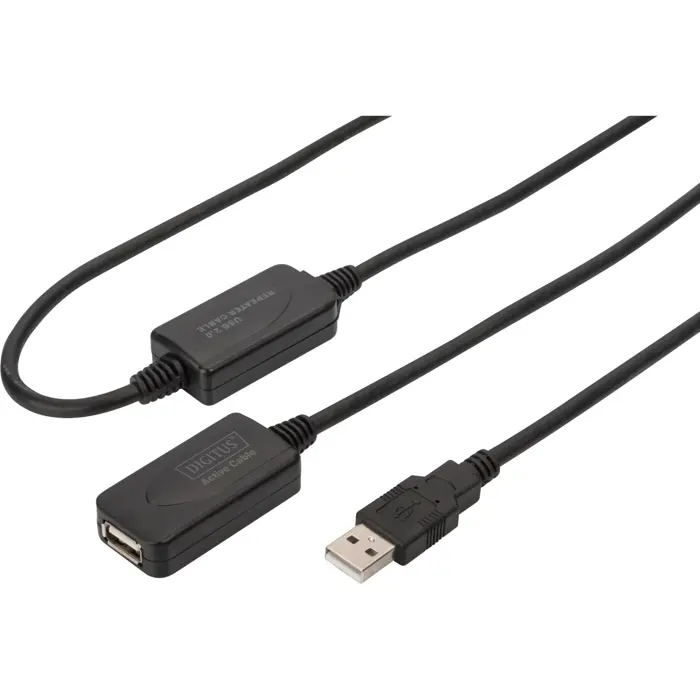 Digitus Active USB 2.0 extension cable, 20 meters (black, repeater cable)