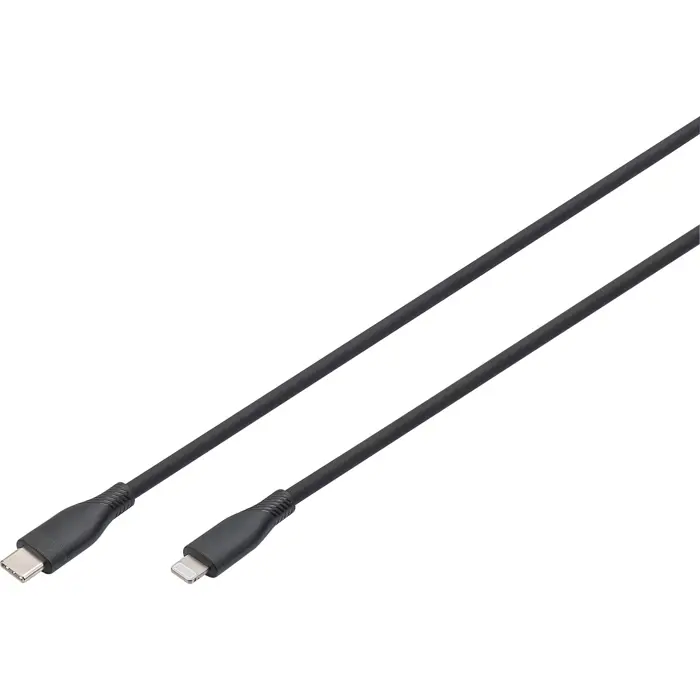 Digitus USB 2.0 silicone cable USB-C > Lightning, MFI certified (black, 1 meter, PD 2.0, charging with up to 60 watts)
