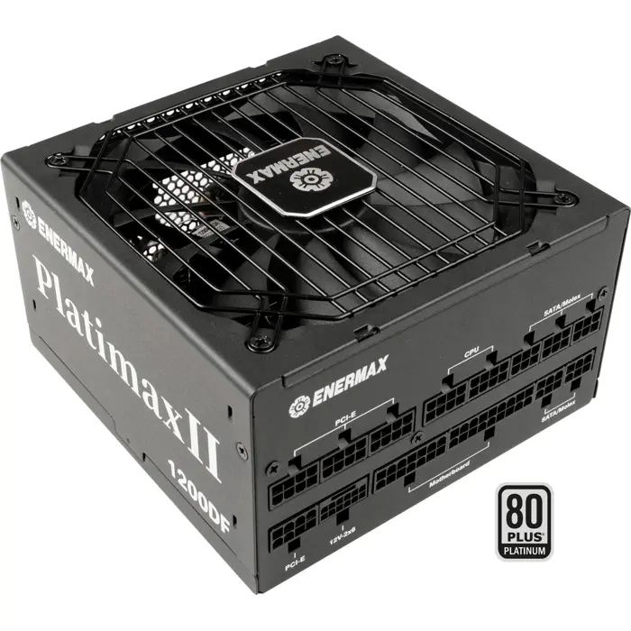 Enermax Platimax II D.F. 1200W (black, 1x 12-pin high power GPU, 3x PCIe cable management, 1000 watts)