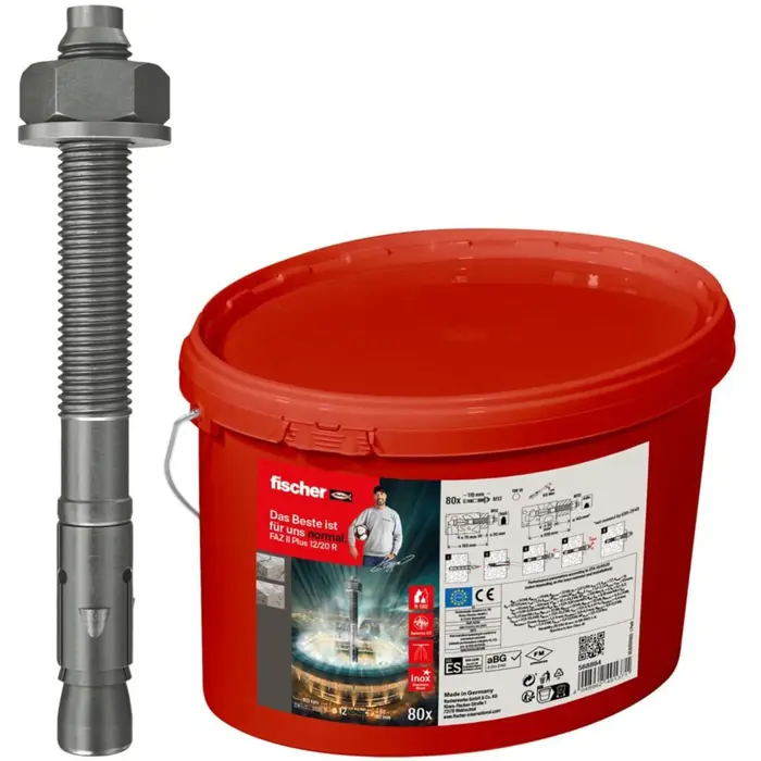 Fischer bolt anchor FAZ II Plus 12/20 R in a bucket (stainless steel, 80 pieces)