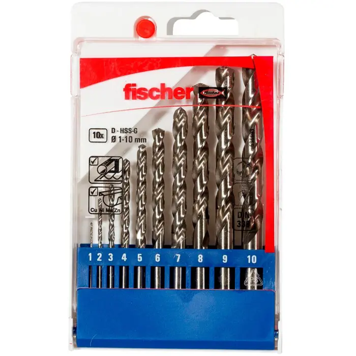 Fischer metal drill set HSS-G, 1-10mm (10 pieces)