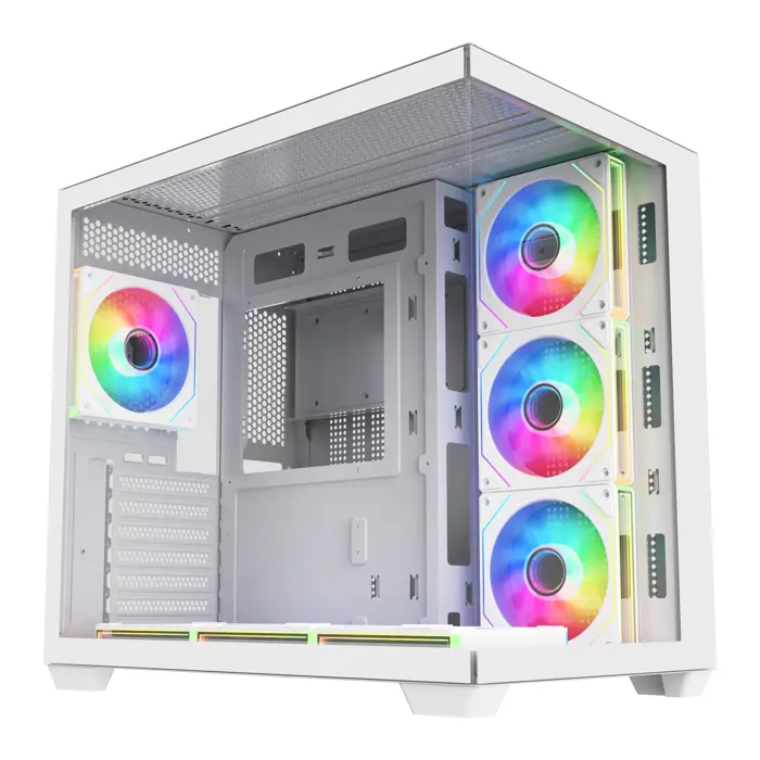 FSP Fortron M341 White Dual Tempered Glass 7x ARGB Fan ATX Gaming PC Case