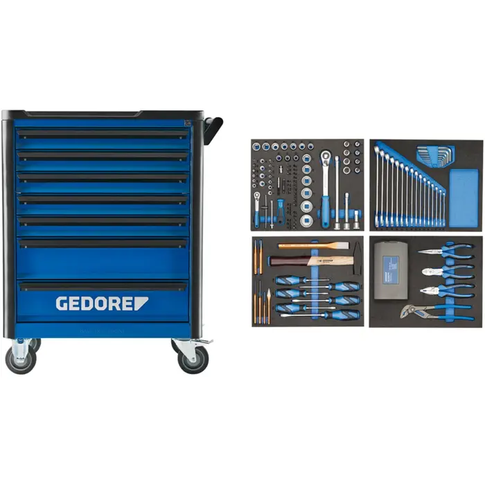 Gedore tool trolley workster highline (blue/black, incl. 147 tools)