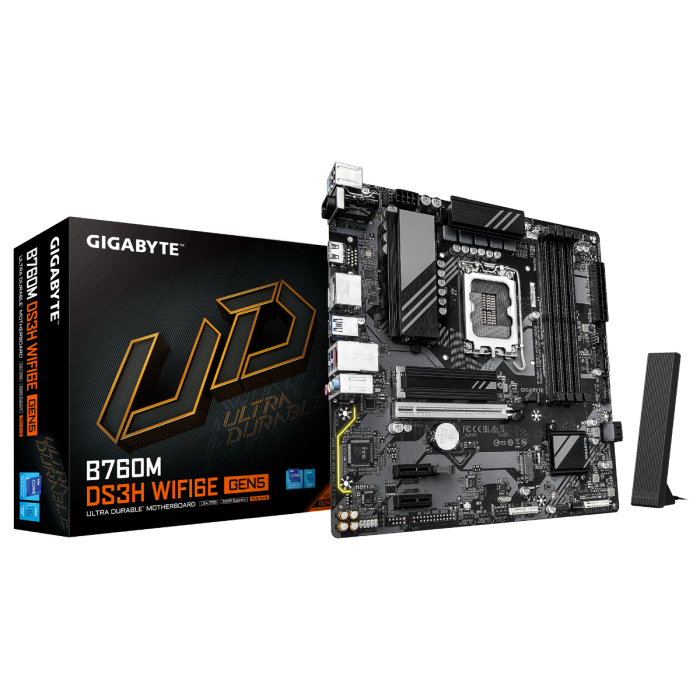 GIGABYTE B760M DS3H WF6E GEN5, DDR5, SATA3, USB3.2Gen2, DP, WiFi, LGA1700 mATX