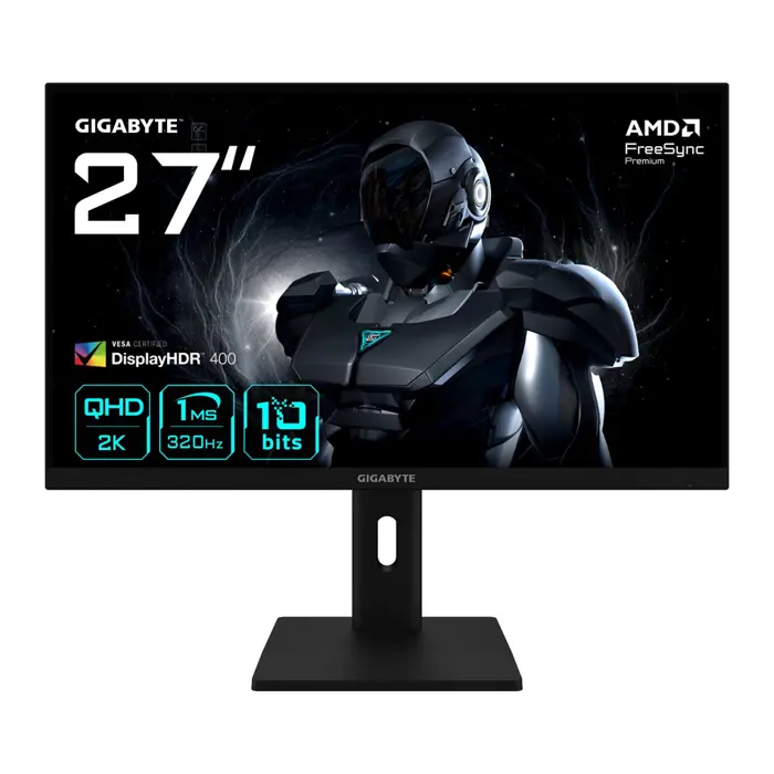GIGABYTE G27Q3 27” 2K QHD Gaming Monitor - 2560 x 1440, 320Hz, 1ms, 350 cd/m², FreeSync Premium, Display HDR400, HDMI 2.0, Displayport 1.4
