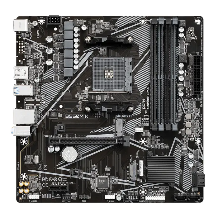 Gigabyte MB B550M K, S.AM4, 4XDDR4/4733(O.C.) PCIe 4.0, G-LAN, HDMI/DP, mATX