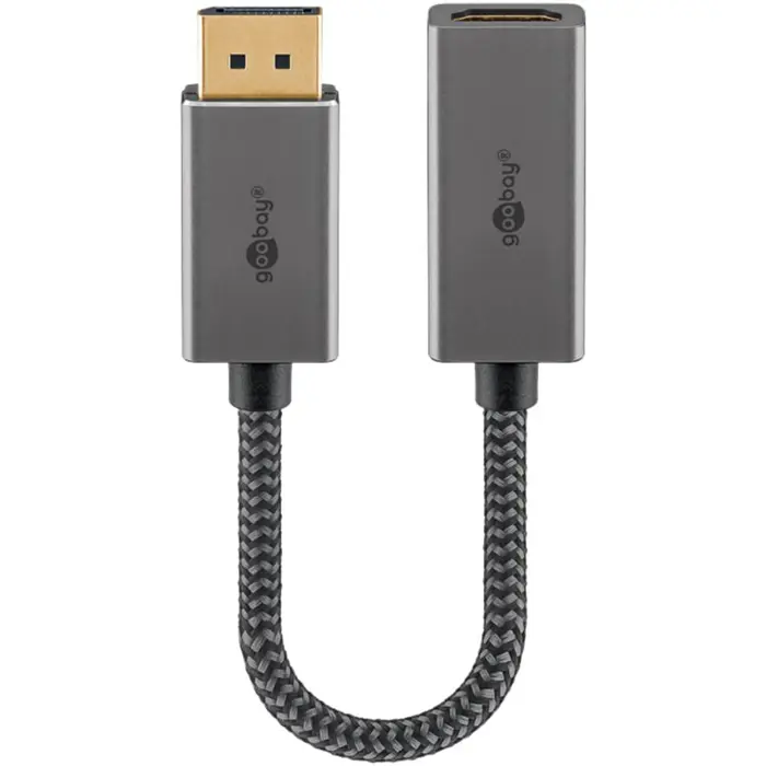 Goobay Plus DisplayPort > HDMI adapter cable, 8K @ 60Hz (gray, 20cm, 32 Gbit/s)