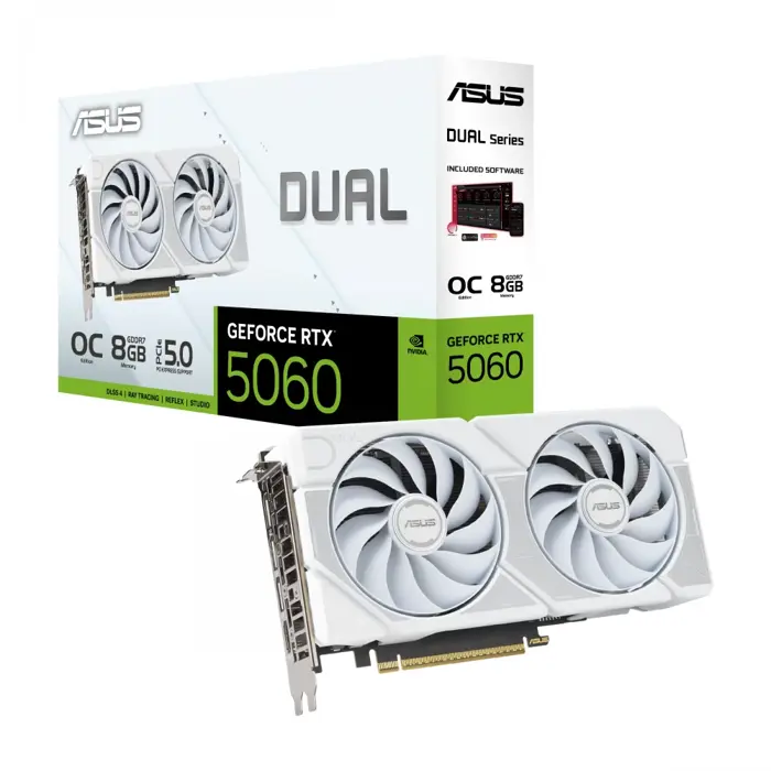 Grafička kartica ASUS GeForce RTX 5060 8 GB DUAL GDDR7 White, DUAL-RTX5060-O8G-WHITE